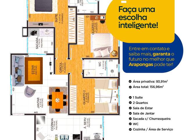 #1160 - Apartamento para Venda em Arapongas - PR - 2